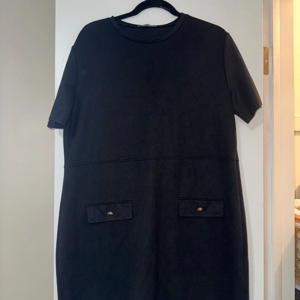Zara Black Mini Dress with Pocket Detail - Picture 1 of 2